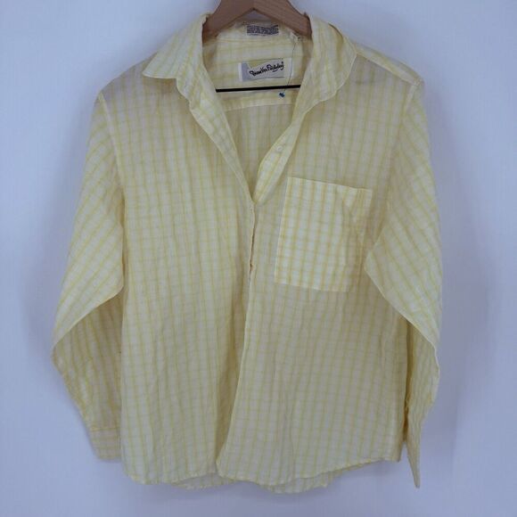 Diane Von Furstenberg Yellow Check Shirt Size 14 - Picture 1 of 3